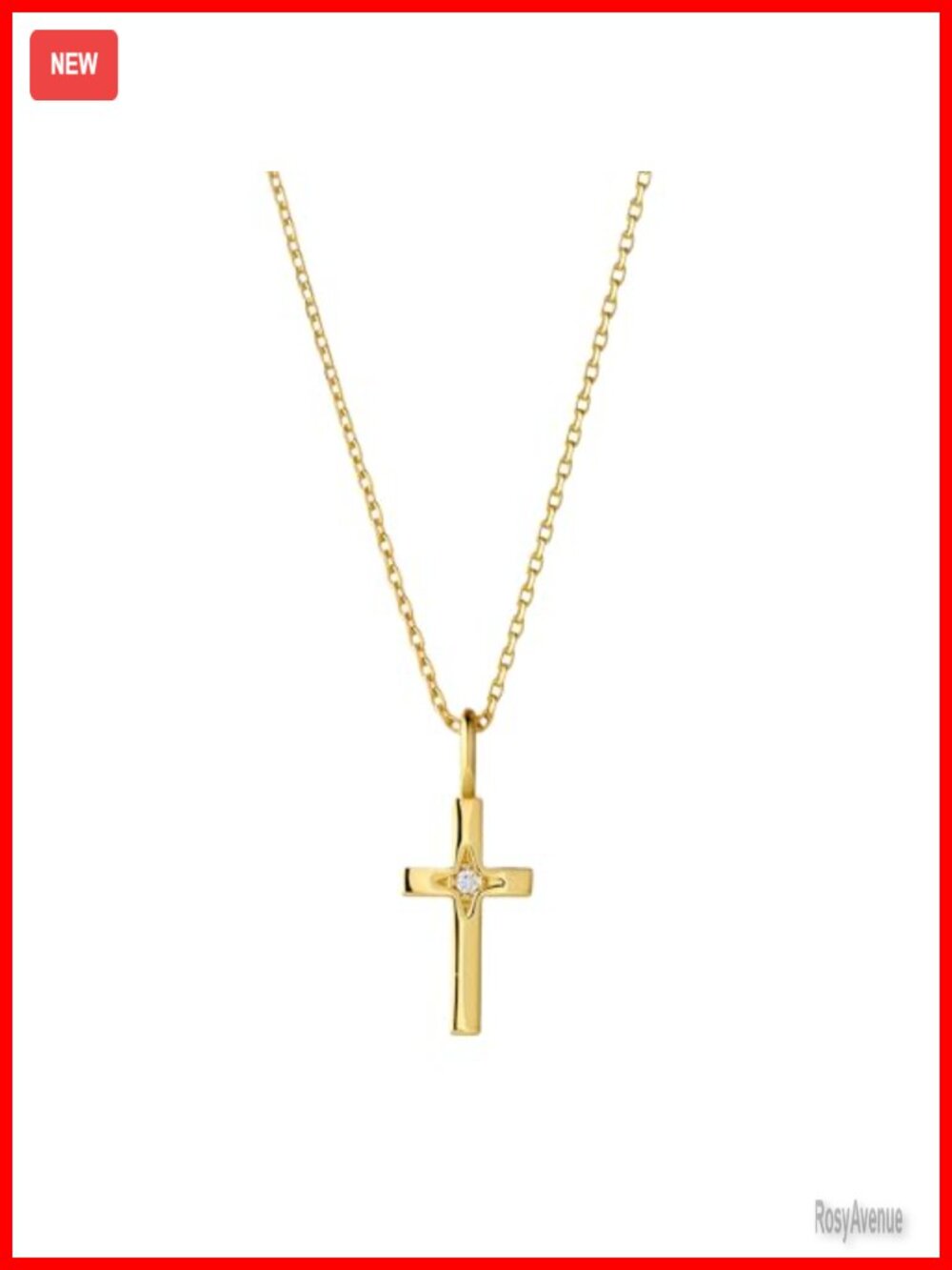 14K Gold Cross Necklace Dainty Moissanite Pendant Christian Jewelry